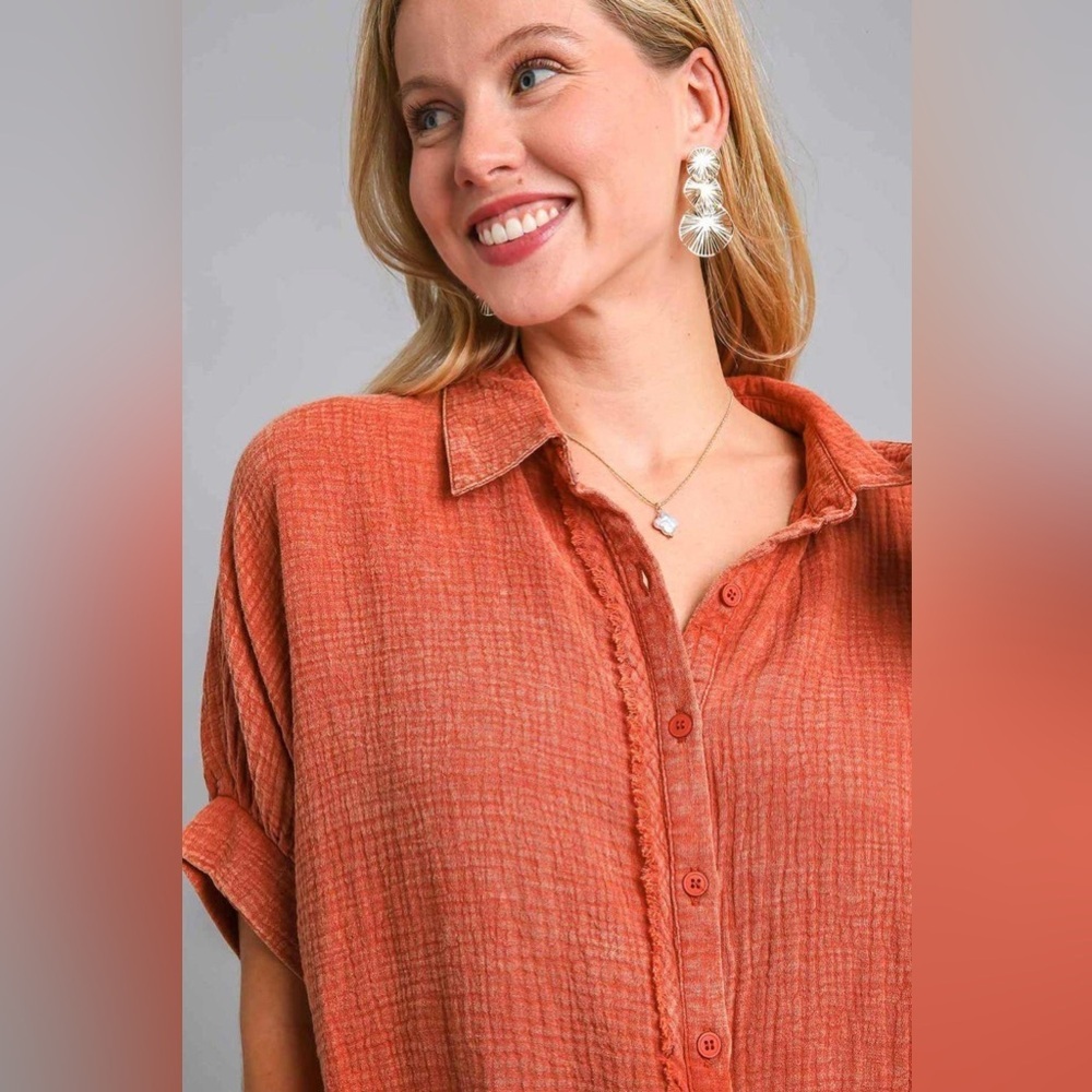 Umgee Burnt Orange Button Down Shirt